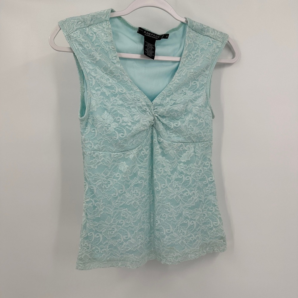 Rampage Womens Y2K Babydoll Top Sz M Lace Coquette Fairy Ethereal Dainty Summer